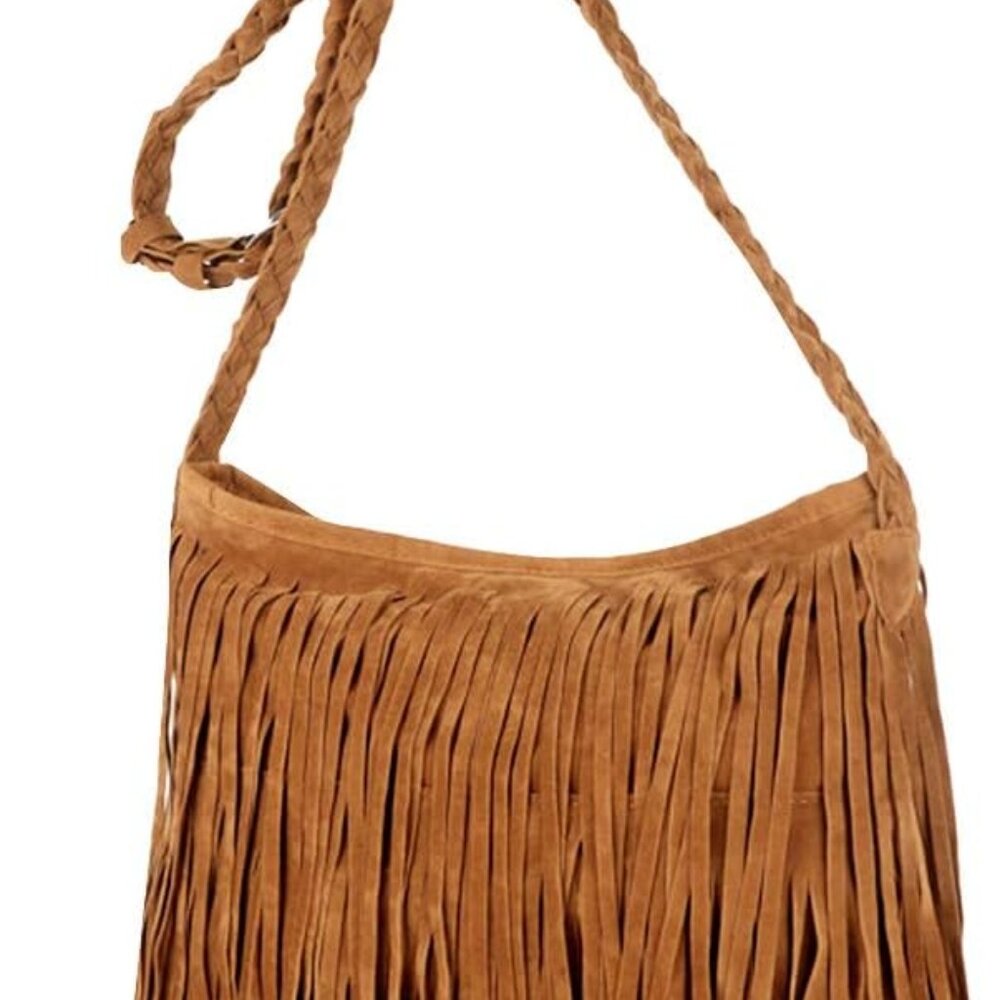 Women Hippie Fringe Tassel Suede Hobo Shoulder Bag Vintage Messenger Crossbody H